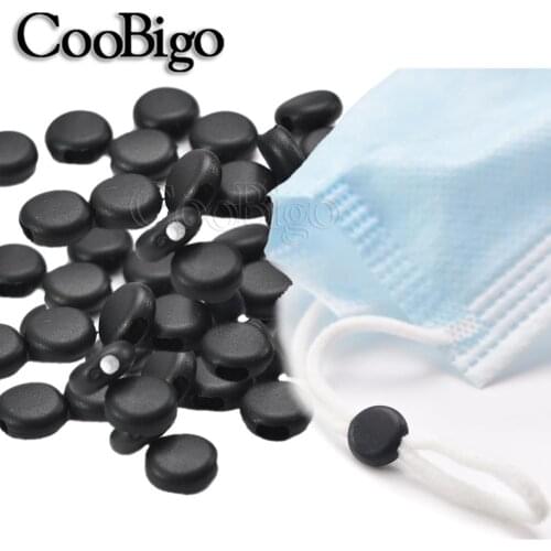 50pcs Flat Adjustment Buckle Beads Silica Gel Buttons for Mask Elastic Cord Stopper Rope Lock DIY Strap Cord End