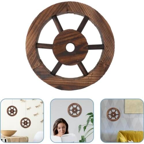 1Pc Wooden Wagon Wheel Decor Wall Hanging Decoration Home Garden Decor