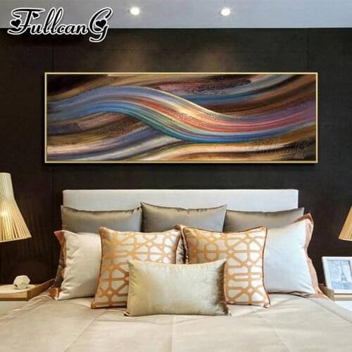 FULLCANG Abstract colorful lines landscape diy 5d full square round drill diamond embroidery sale large mosaic painting FC3560