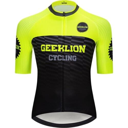 Summer Outdoor Geeklion Neon Bicycle Sportswear Short Sleeves Breathable Cycling Jersey Pro Men Bicicleta Ciclismo Maillot