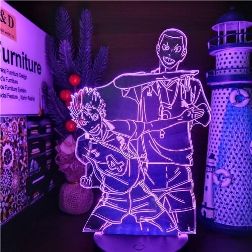 Haikyuu 3D Lamp Nishinoya And Tanaka Anime Night Light LED Cartoon Lights Home Decoration Lighting Gift Bedroom Decor Lampe Kids
