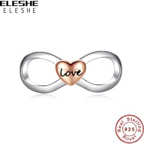 Valentines Day Sterling Silver 925 Infinity Beads Forever Love In Heart Charms Fit Original Gifts For Women