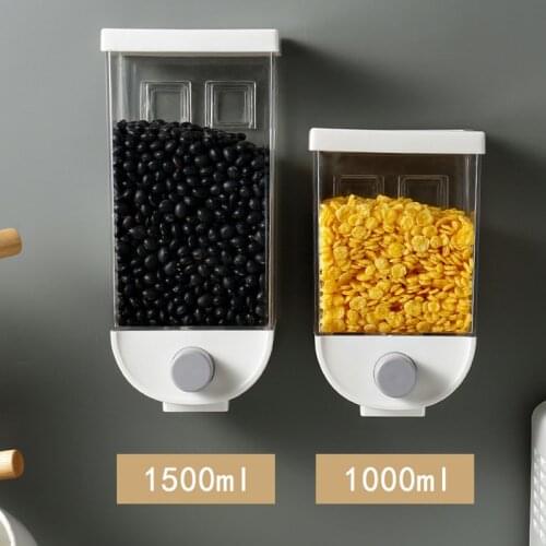 1000-1500ml Grain Storage Box Kitchen Wall-Mounted Storage Tank Rice Coffee Beans Sealed Can Jars oatmeal dispenser wholesale