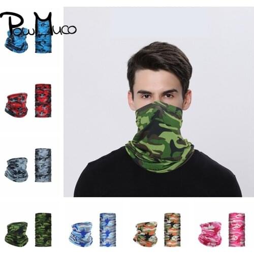 Powmuco Unisex Summer Outdoor Sports Ice Silk Neck Gaiter Scarf Sunscreen Fishing Cooling Earloops Face Mask Camouflage Bandana