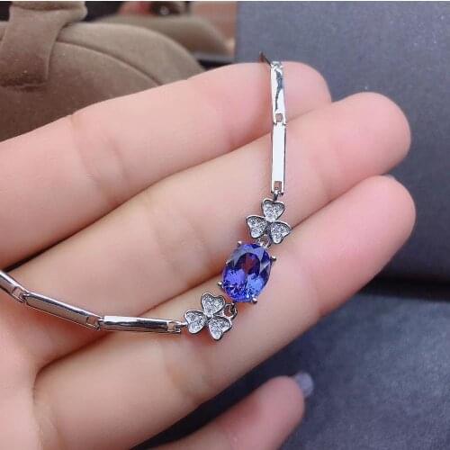 Best Gift Natural and Real Tanzanite Bracelet Free shipping 925 sterling silver Fine jewelry Tanzanite Bracelet