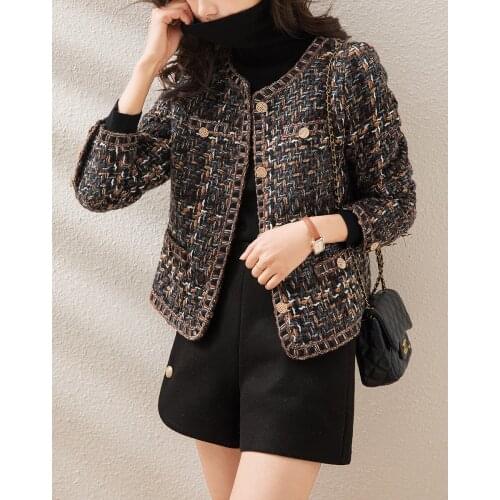 Small Fragrance jacket Womens short spring Korean temperament ladies slim ladies jacket single-breasted plaid high-quality Top