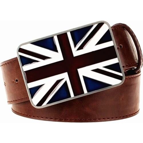 Fashion mens Belt leather British national flag belt Metal UK flags belt Union Jack Gift for Men women' leather belts