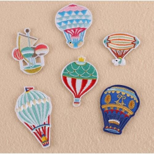 50pcs/lot Embroidery Patches Letters Gold Hot Air Balloon Clothing Decoration Accessories Diy Iron Heat Transfer Applique