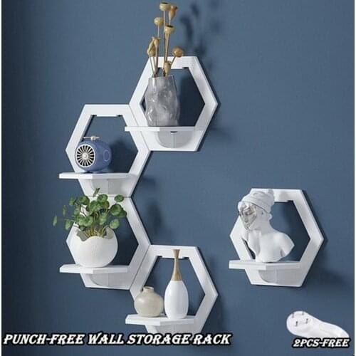 Wall Shelf Free Punching Wall-mounted Room Background Wall Hanger Bedroom Balcony Bedside Wall Shelf Creative Flower Pot Stand