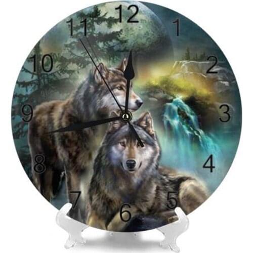 Wolf 25CM Wall Decor Clocks Numeral Digital Dial Mute No Ticking Sound Battery Operated Clock for Childrens Playroom Bedroom