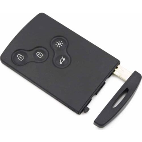 New 4 Buttons Smart Card Car Key Shell With Insert Blade Black ABS Auto Car Key Cover Case Remote Fob For Renault Laguna Koleos