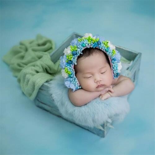 Newborn flower sitter bonnet floral hat Handmade knitted Baby Flower bonnet Newborn Lovely hat photo props