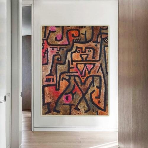 Paul Klee《Forest Witches》Abstract Canvas Oil Painting Artwork Poster Picture Wall Hanging Decor Home Living Room Decoration
