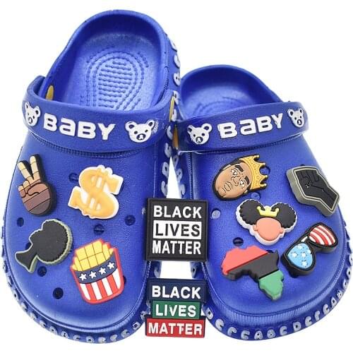 Hot 10PCS BLM Fist Shoe Charms for Croc PVC Fit Shoes Sandals Wristband Decoration Shoe Accessory Kids Adult Party Gift