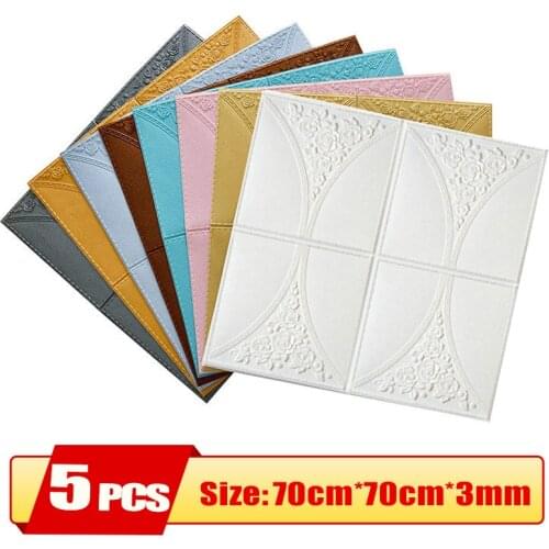 5Pcs Self-Adhesive Panels Wallpapers Modern Home Decor 3D Wall Sticker Decorative Foam Ceiling Wall Murals For Decors For Room