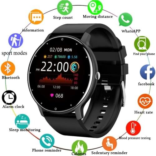 Men Women Smart Watch Full Touch Screen Watches Sport Fitness Tracker IP67 Waterproof Bluetooth Weather Forecast Smartwatch 2021