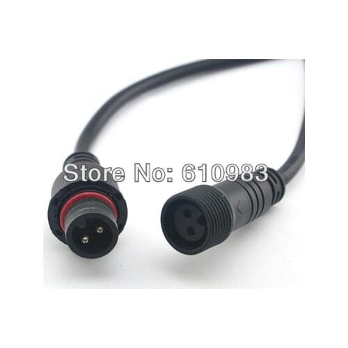 10sets\lot) LED strip 2 Pin 2X 0.75 M18 waterproof Adapter Plug to Jack Waterproof Cable Connector 600mm length