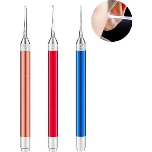 LED Light Earpick Lighted Ear Cleaner Ear Wax Removal Luminous Dig Ear Wax Spoon Cleaning Tool for Kids and Adult