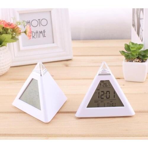 Triangular Alarm Clock Mood Alarm Clock Pyramid Alarm Clock Colorful Color LED Alarm Home Table Desk Decoration Clock