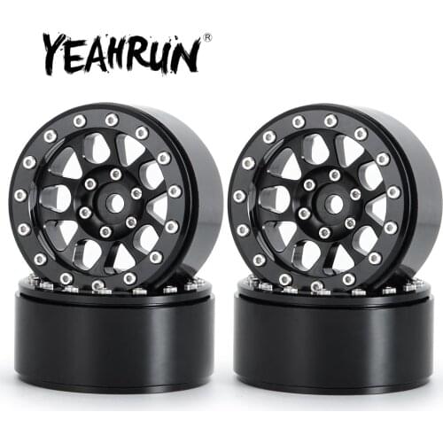 YEAHRUN Black/Red/Silver/Orange Metal Alloy 1.9" Beadlock Wheel Rims for Axial SCX10 D90 CC01 1/10 RC Crawler Cars