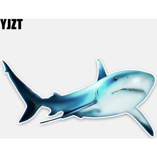 YJZT 17.7CM*9CM Huge-toothed Shark The Overlord Of The Seabed Personality PVC Decal Car Sticker 5-0253