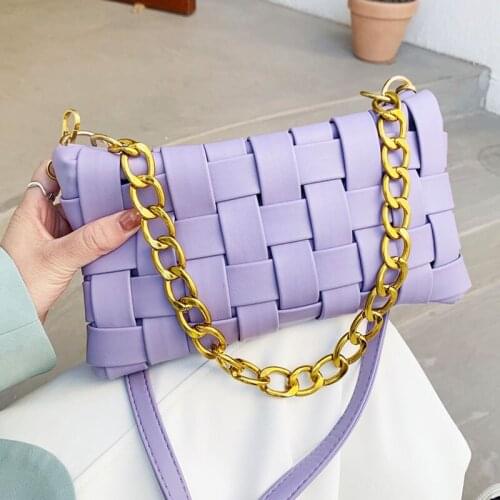 Women Handbags Designer Woven Soft Square Crossbody Bags Ladies Chic Purse Quality Chain Summer Candy Colors Shoulder Bag