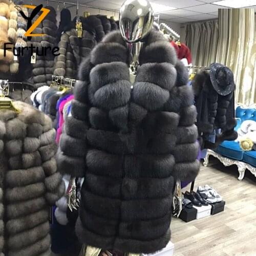 Long Coats Winter Furry Jackets For Women Full Pelt Real Fox Fur Coat With Oversized Turn-down Collar Winter All-match Clothes