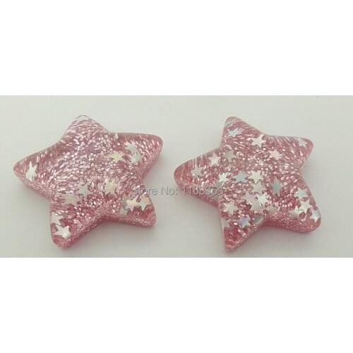 1pcs/lot resin flat back light pink color pentagram star 33mm Scrapbook Embellishment DIY Phone Decoration C402-6