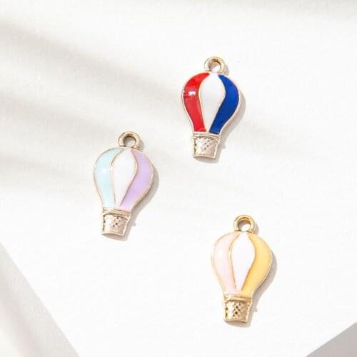 10Pcs Enamel Hot Air Balloon Charm Pendant for Jewerly DIY Making Bracelet Women Necklace Earrings Accessories Findings Craft