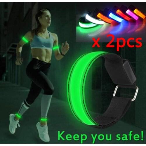 2pcs Outdoor Sports Night Running Armband Light Lamp Safety Belt Arm LED Warning Wristband Cycling Bike Bicycle Light Arm Belt
