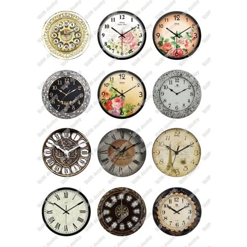 24pcs/lot Round Retro Clock Pocket Watch Pattern Glass Cabochon 10 12 14 16 18 for DIY Jewelry Making Findings & Components T132