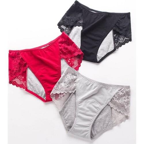 3/5PCS Womens Leak Proof Menstrual Period Panties Sexy Lace Physiological Underwear Waterproof Briefs Lingerie