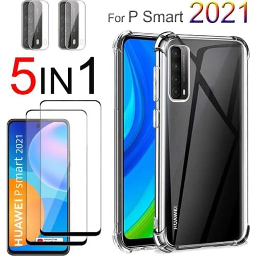 360° Protection, Full Cover Silicone Case For Huawei P Smart 2021 Protective Glass 2020 2019 S Z case anti impacto PSmart 2021