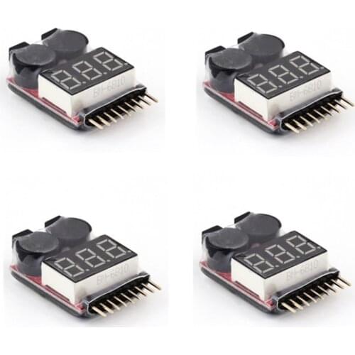 4PCS 1-8S Lipo/Li-ion/Fe Battery Voltage 2IN1 Tester Low Voltage Buzzer Alarm DR0458
