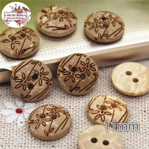 50pcs Flower Coconut buttons natural wooden buttons crafts and scrapbooking sewing accessories botone 11mm