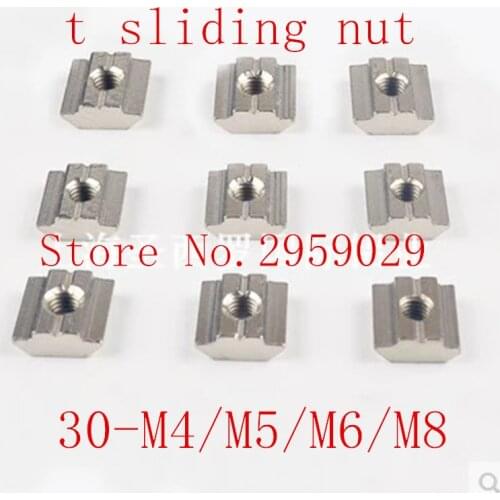 50pcs/lot T Sliding Nut Block Square nuts M4 M5 M6 m8 for 3030 Aluminum Profile Slot 6 Aluminum connector Accessor