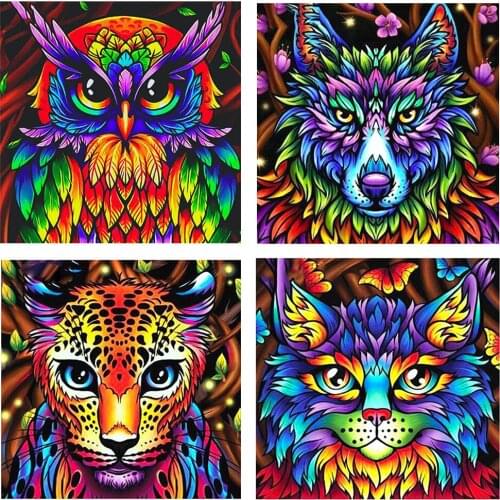 Kexinzu 5D Diamond Painting Animal Diamond Art Full Drill New Arrival -Owl cat leopard- Cross Stitch Sale Home Decoration