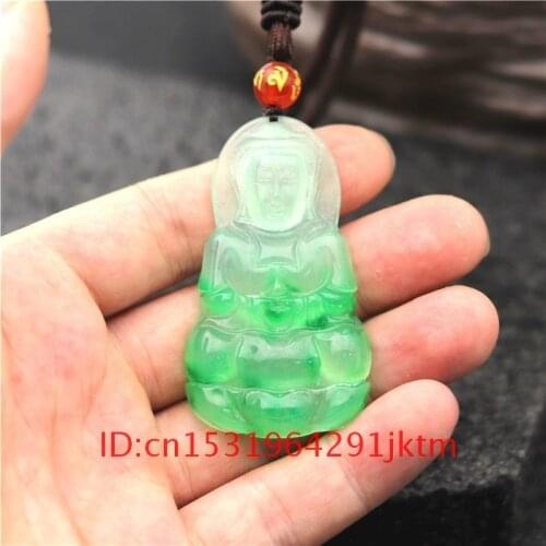 Amulet Chinese Jewelry Jade Carved Guanyin Hand Jadeite Women Necklace Natural Men Green Fashion Charm Pendant for White Gifts