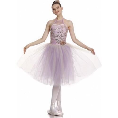 Ballet Dance Bodysuit Lyrical Dancewear Ballerina Dress Swan Lake Performance Costume Puprle Classical Dancer Outfit JL3276