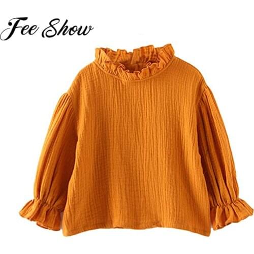 Baby Girl Blouse Spring Autumn Kid Shirt Flared Sleeve Toddler Blouses Ruffle Girl Tops Children Vintage Princess Floral Clothes