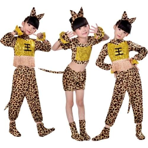 Children Animal Leopard Print Cat Boy Cosplay Kids Dog Girl Performance Costume Tiger Carnival Party Dress Halloween Fancy Dance