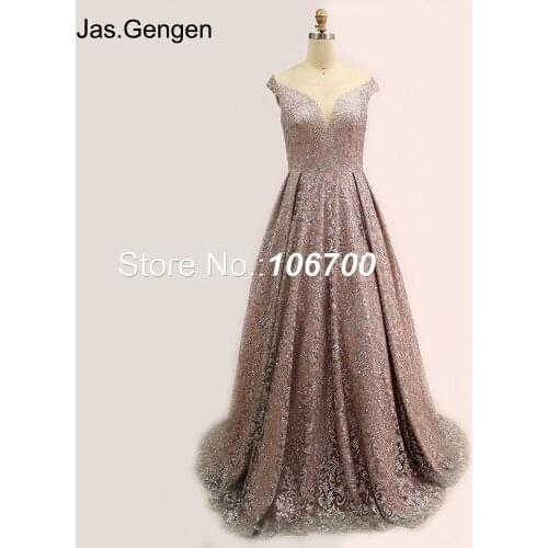 Glitter Fabric Long robe de soiree Evening Dress Boat Neck Cap Sleeve Pleat Ruched Ball Gown Bridal vestidos de fiesta Prom Gown