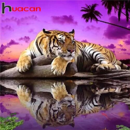 Huacan 5d DIY Diamond Painting Full Square Tiger Leopard Mosaic Diamond Embroidery Cross Stitch Animals Home Decoration