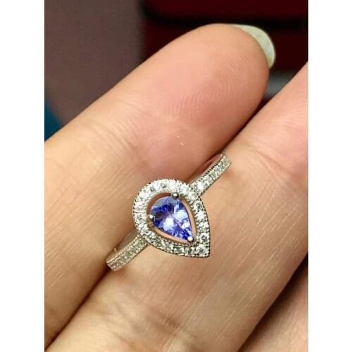 Natural And Real Tanzanite luxury ring ring Free shipping gemstone 925 sterling silver Fine jewelry