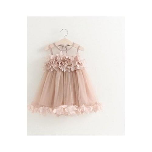 Summer Mesh Vest Girls Dress Baby Girl Princess Dress Fashion Sleeveless Petal Decoration Party toddler girls clothing summer
