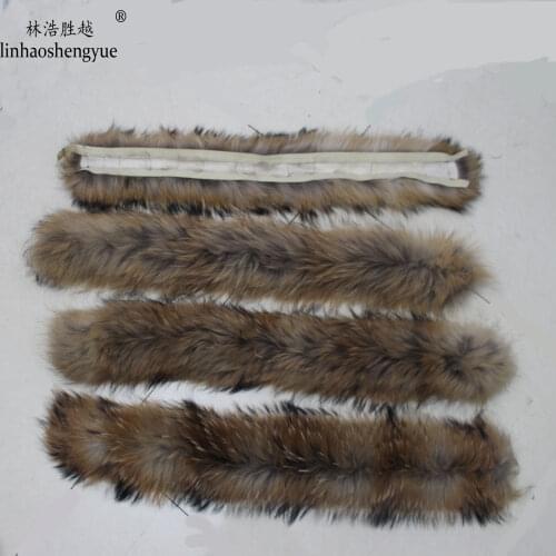 Linhaoshengyue Long 70cm Real Fox Rox Rur Vigoreux Fur Collar Hat Raccoon Fur Clothes Cuff Wool