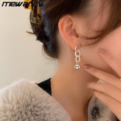 Mewanry 925 Sterling Silver Earrings for Women Irregular Hollow Smiley Stud Summer New Trend Simple Temperament Jewelry Gifts