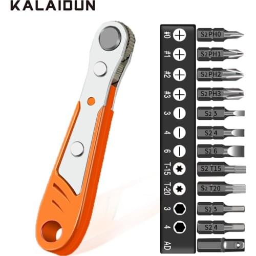 KALAIDUN Ratchet Wrench Screwdriver Set Slotted Torx Hex Bits Spanner With 1/4" Drive Reversible Drive Handle Bit Set Hand Tools