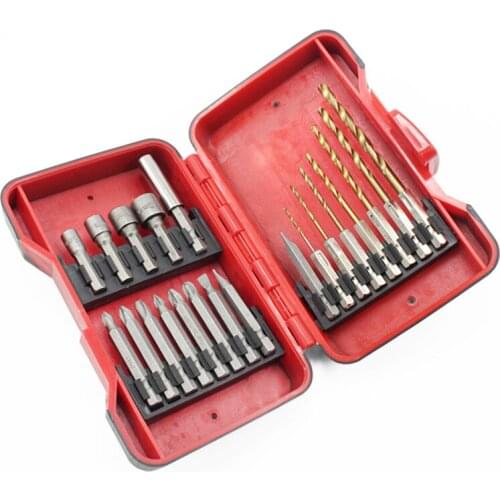 21Pcs/Set 34-60mm Sleeve Bit Twist Drill Set Hex Shank Twist Drill Electric Screwdriver Bit Sleeve For Electric Screwdriver