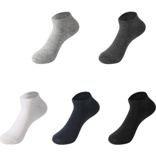 5 Pairs Man Socks Spring Summer Sports socks Solid Color Boat socks Comfortable Cotton Ankle Socks White Black